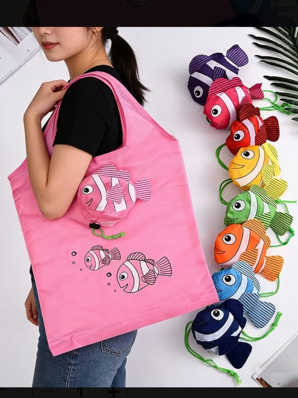 Foldable Pink Fish Tote Bag for Pets & Fish Lovers